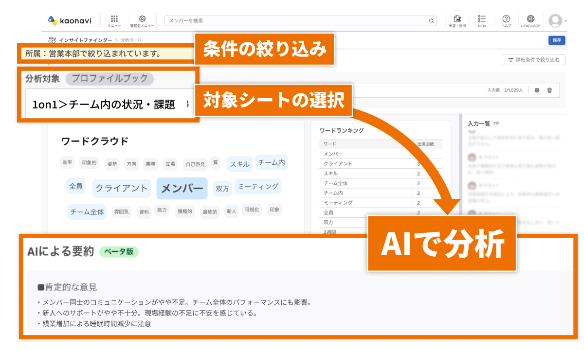 画像:生成AIの分析機能が人材データベースに連携